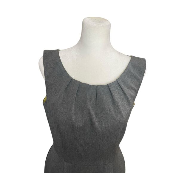 Muse Women's Sheath Dress‎ Size 6 Gray Green Silk Eyelets Career Sophisticated - Picture 2 of 9